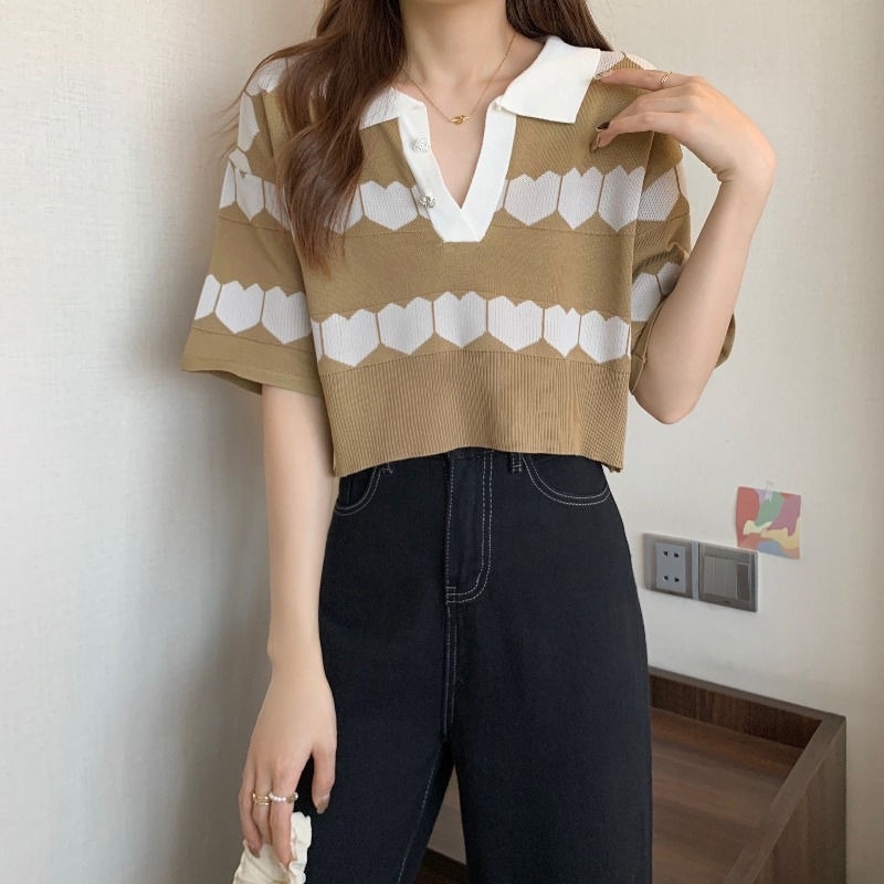 Áo Sơ Mi Ngắn Tay Cổ Polo Dáng Rộng Thiết Kế Thời Trang Mùa Hè Mới Cho Nữ