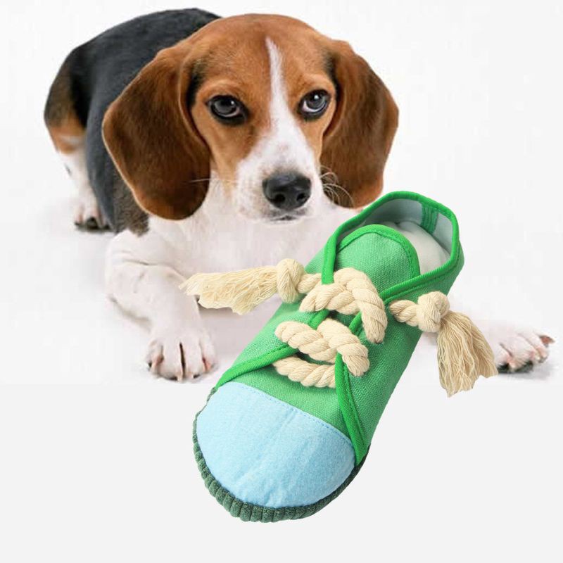 lucky* Funny Pet Dog Chew Toy Safe and Durable Squeaky Teeth Cleaning Playing Toy Sneakers Shoes Bite Sound Toy for Puppy