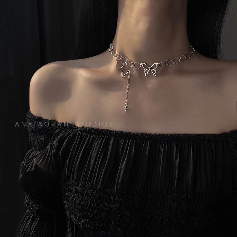 Vòng cổ Mặt Hình Bướm Rỗng Đơn Giản Thời Trang Đường Phố Cá Tính