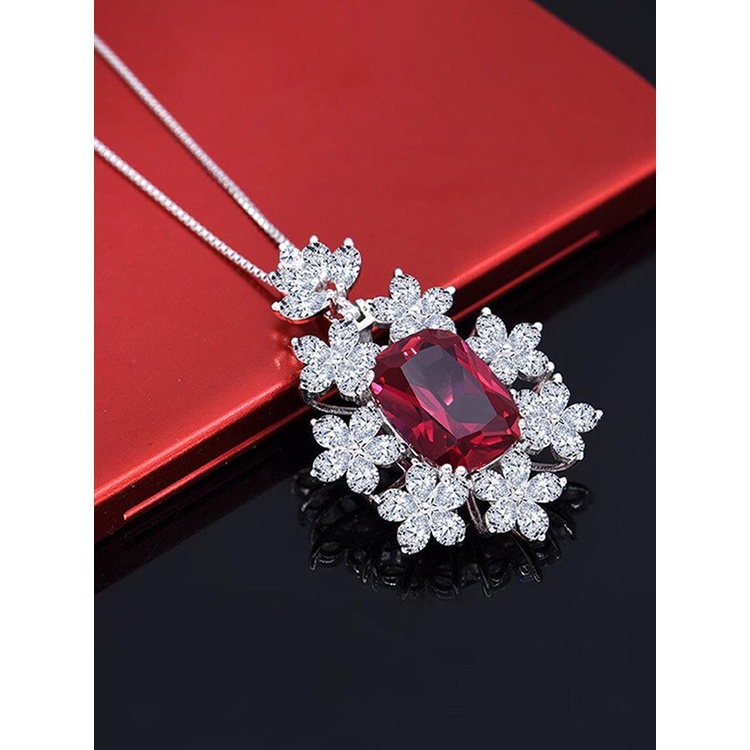 Vòng cổ Đính Đá Zircon Đỏ Thời Trang Sang Trọng Cho Nữ