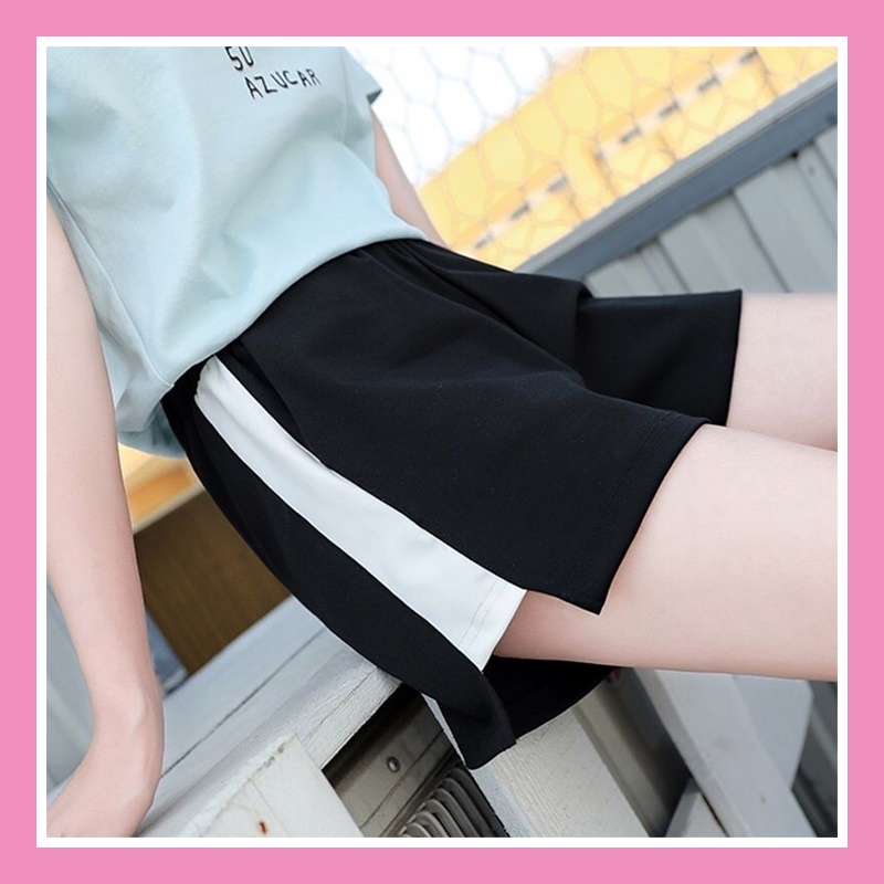 Quần đùi short nữ chất thun tập gym yoga aerobic chạy bộ mặc ở nhà mát mẻ năng động sọc to QS03