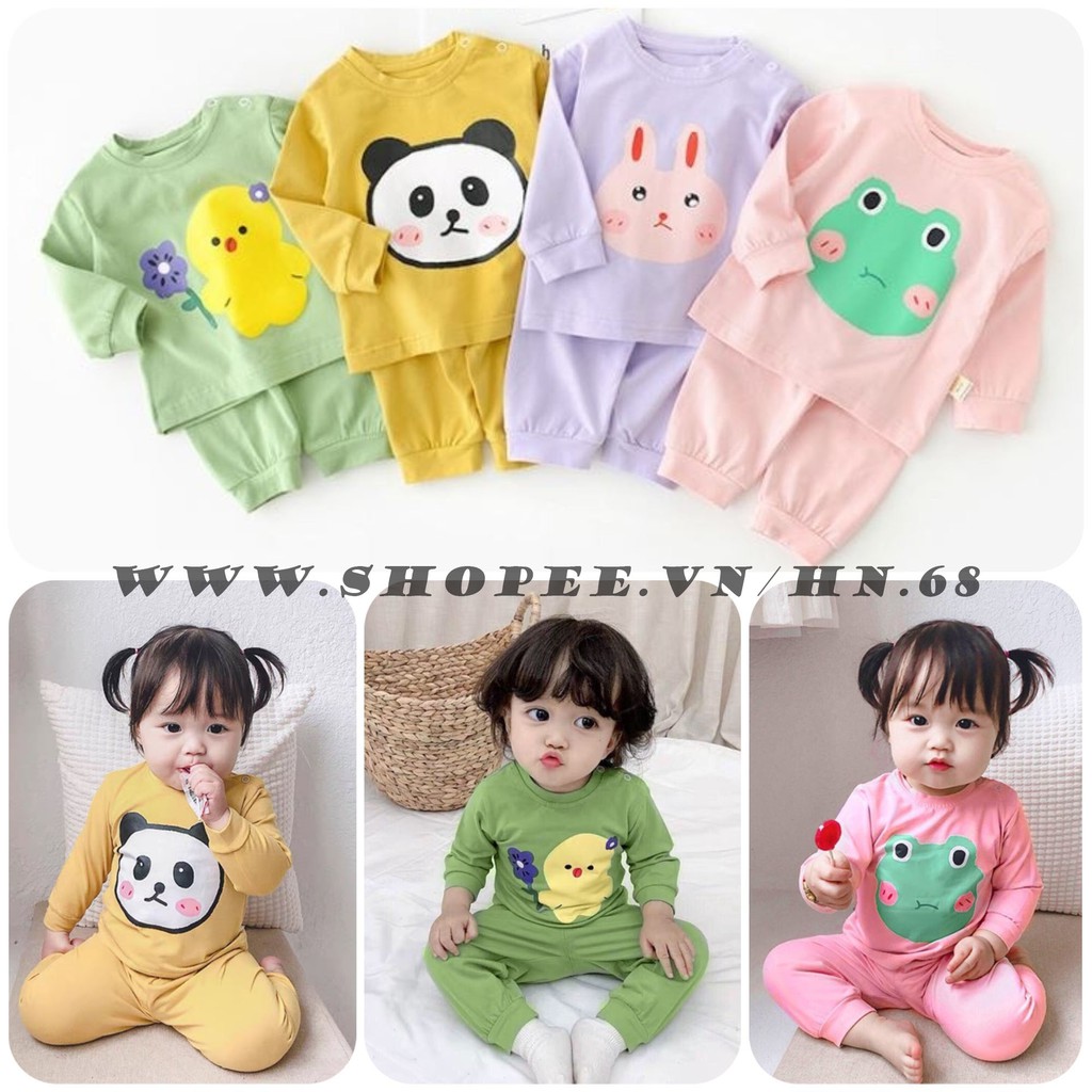 Bộ quần áo cotton dài tay hình thú cho bé (HN 580)