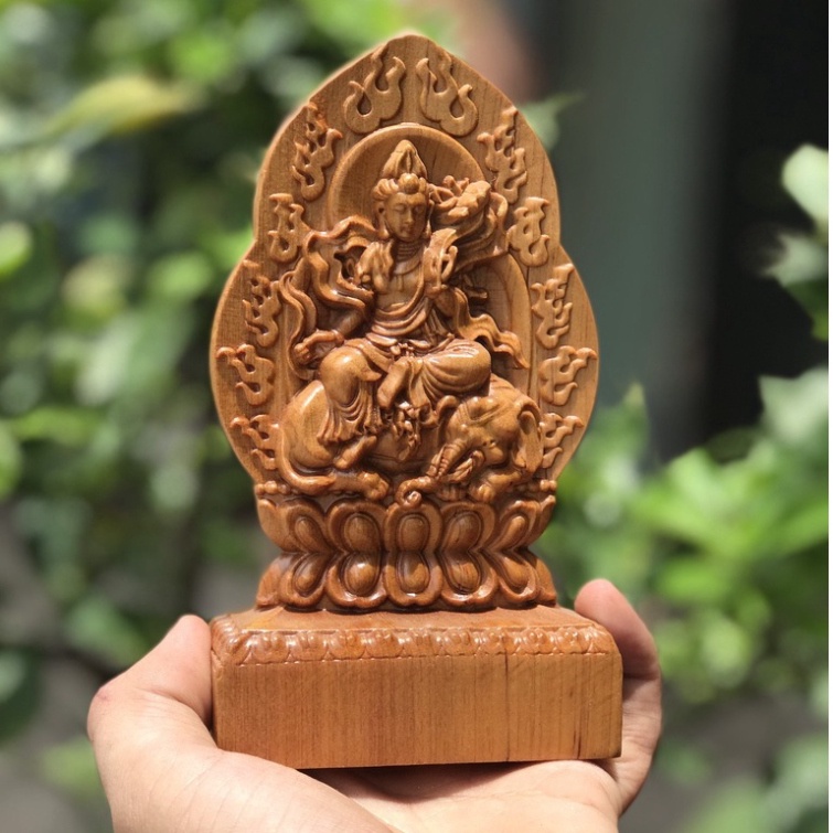 Tượng để xe ô tô,để bàn phật Văn Thù Bồ Tát bằng gỗ - Tuổi Mão - BẢO HÀNH VÀ ĐỔI TRẢ
