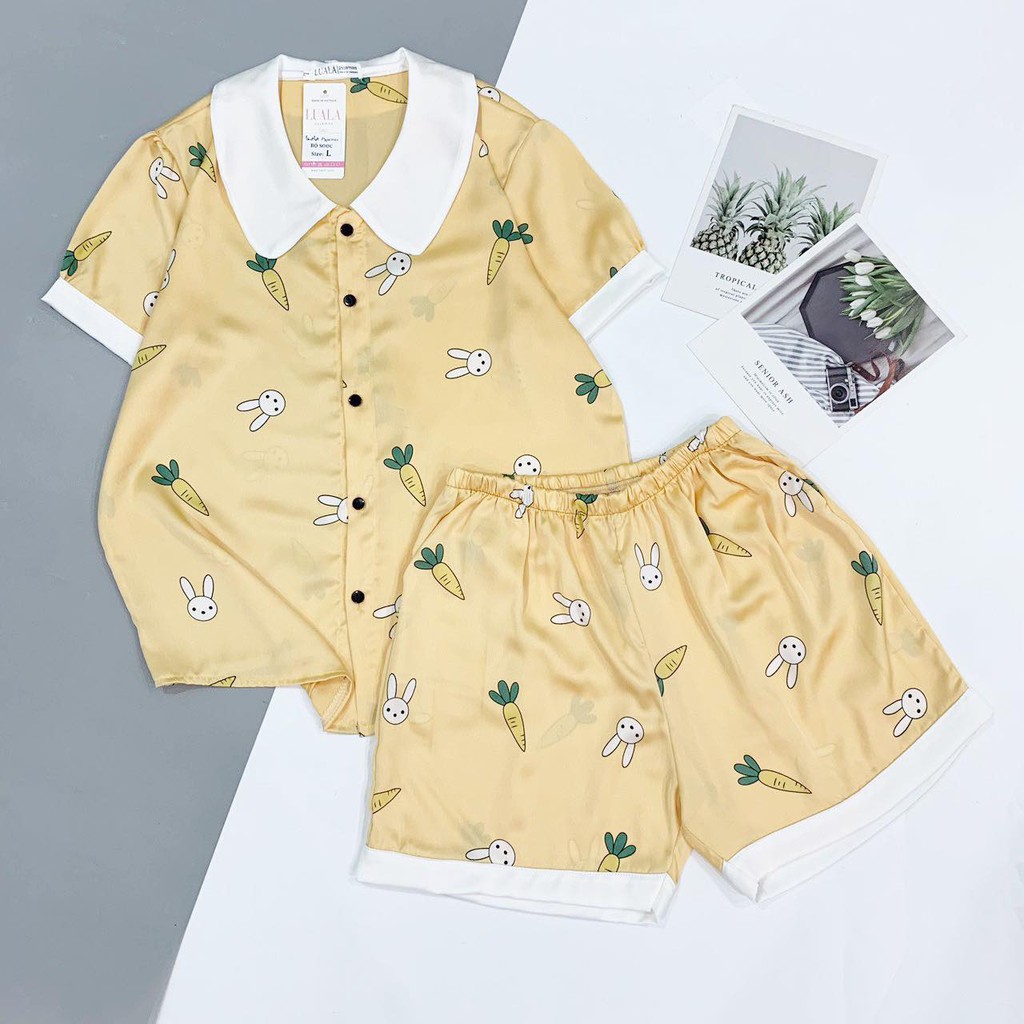 Đồ bộ pijama đùi chất lụa satin size M,L,XL | BigBuy360 - bigbuy360.vn