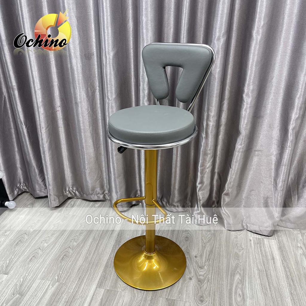 Ghế Chụp Hình, Ghế Quầy Lễ Tân Mẫu Tựa Tam Giác Chân Vàng K1 Sang Chảnh ( Ảnh Thật Shop Chụp)