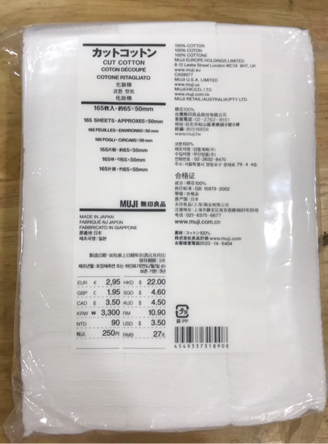 Bông tẩy trang MUJI hữu cơ không tẩy | BigBuy360 - bigbuy360.vn