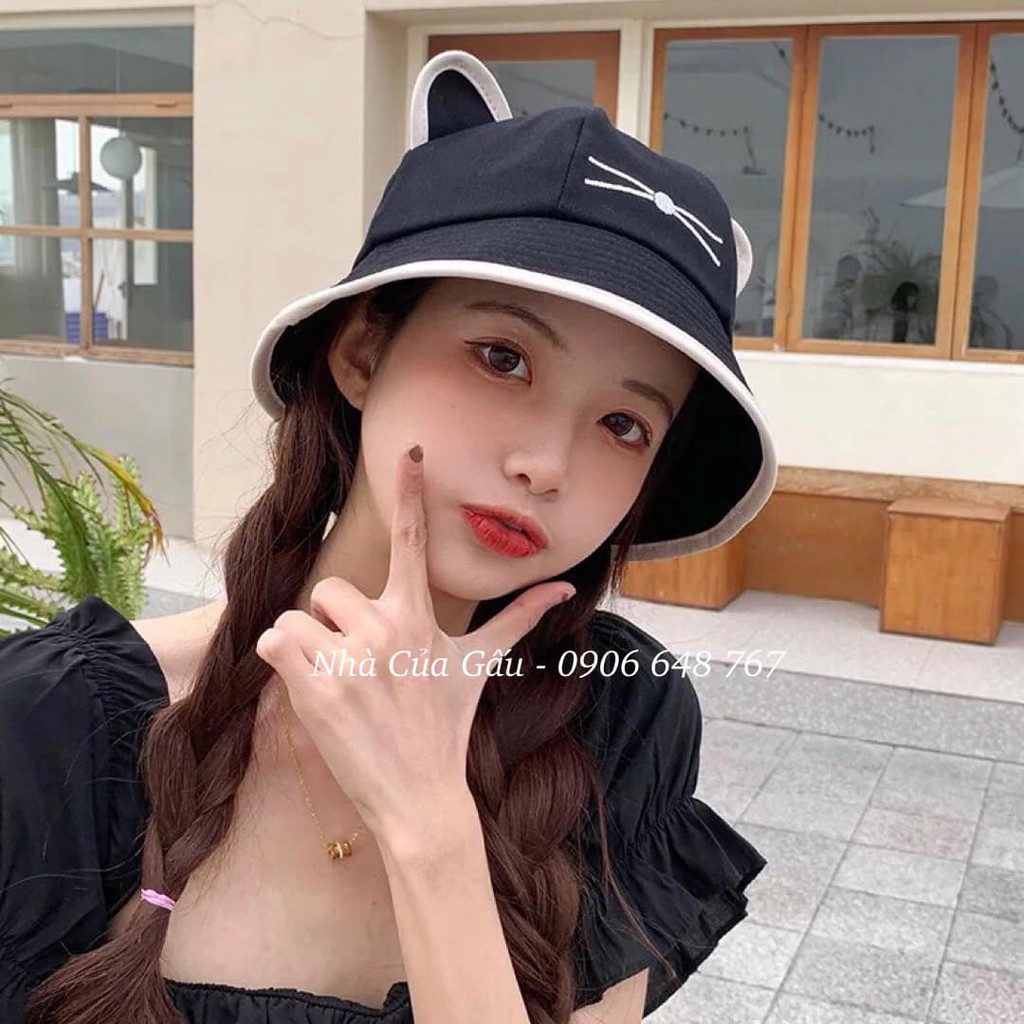 Mũ bucket nữ tai mèo mới siêu siêu cute luôn