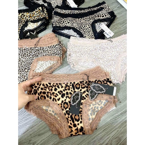 Quần Lót Hoạ Tiết Báo , Beo  Cao Cấp Phối Viền Ren  2559