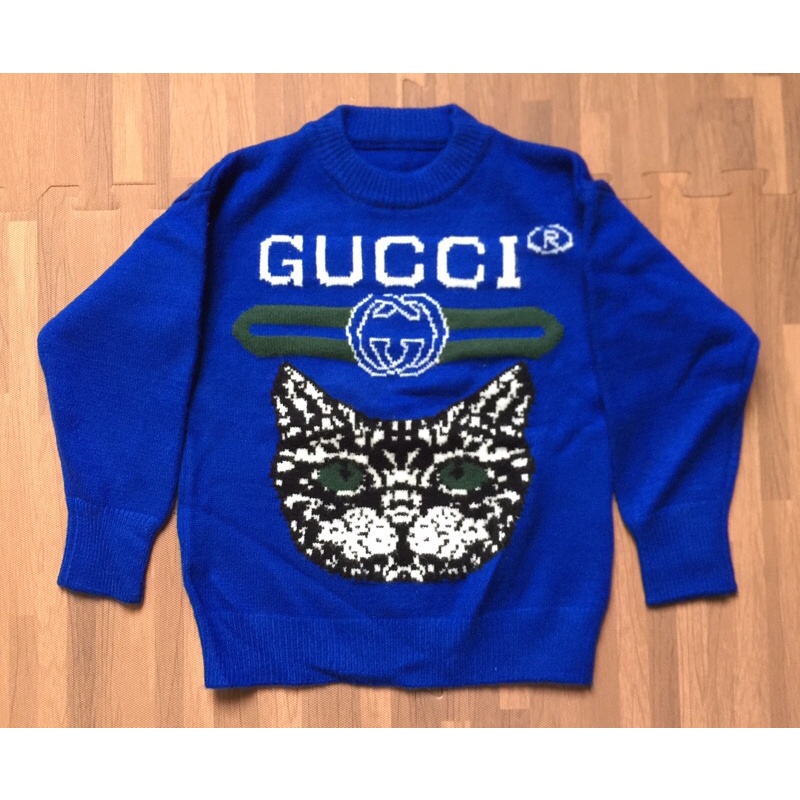 Áo len bé trai GUCCI hình mặt mèo size đại từ 6 tuổi đến 10 tuổi