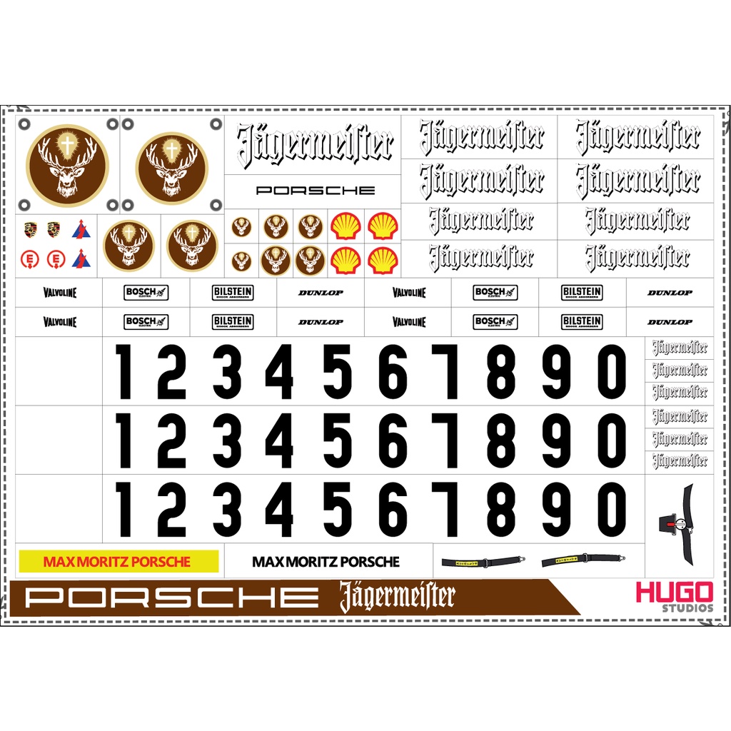 Hugo Studios Decal trượt nước Jagermeister tỉ lệ 1/64 chưa phủ clear