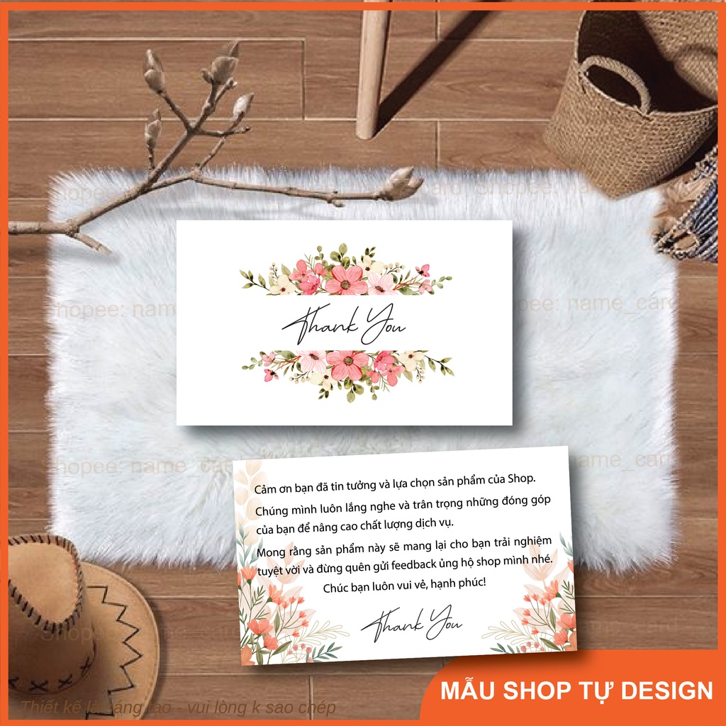 Thiệp cảm ơn khách hàng, card cảm ơn, thank you card có sẵn tại shop kích thước 9x5.5 cm