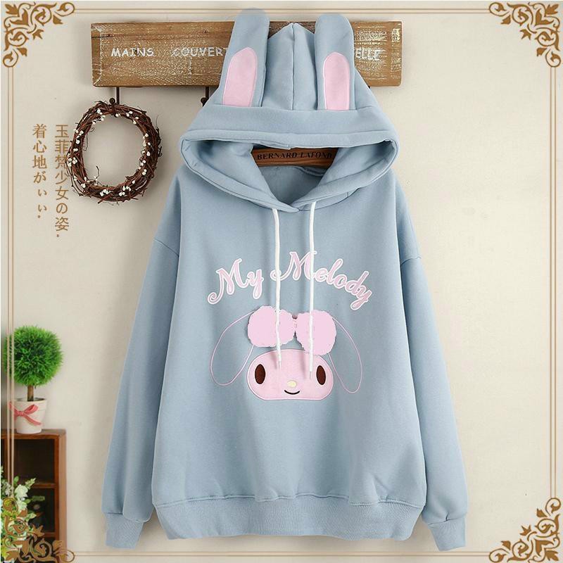 Áo Hoodie Nỉ bông In My Melody Tai Thỏ Siêu Cute