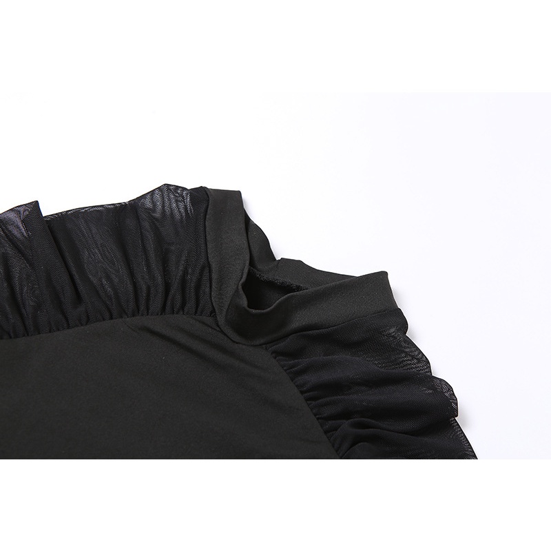 Bộ áo liền quần tay dài cổ tròn phối lưới thời trang quyến rũ cho nữ
 | BigBuy360 - bigbuy360.vn