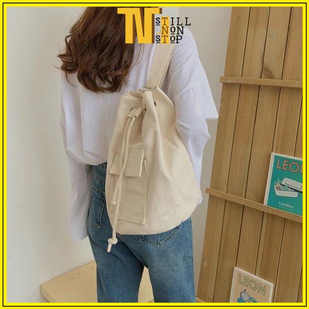 Túi tote balo đeo chéo dây rút unisex nam nữ vải canvas giá rẻ đi học đi chơi RBL01 XUONGMAITNT