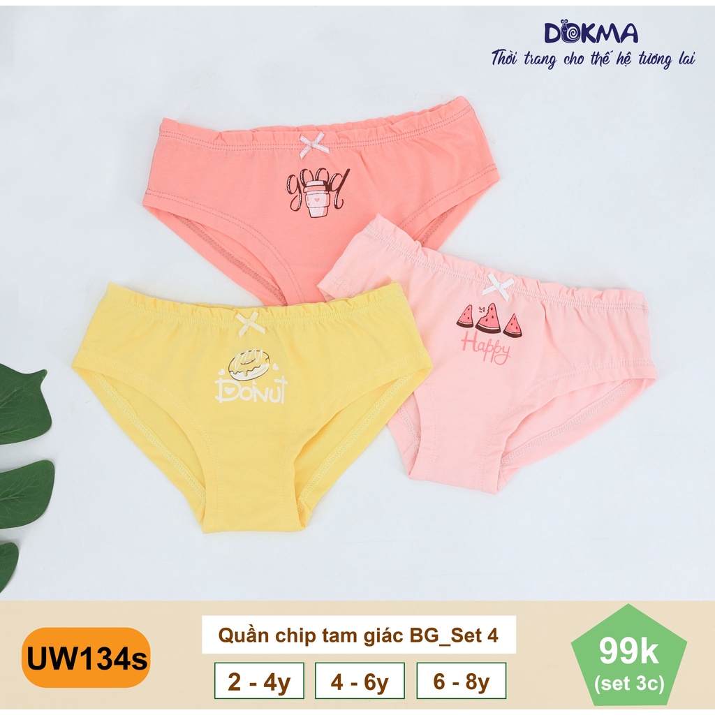 [FREESHIP] Quần Chip cotton tam giác cho bé gái Dokma (Set 3 chiếc) Dokma UW134s