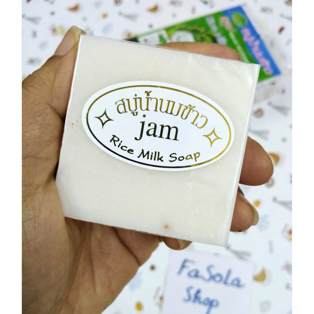 Xà phòng cám gạo/nghệ Thái Lan JAM RICE MILK SOAP 65g 🇹🇭 xà bông sữa, tinh chất gạo/nghệ trắng sáng da