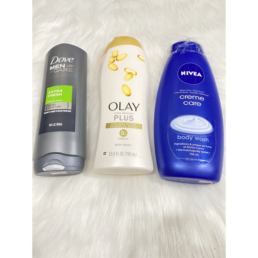 [HÀNG MỸ] Sữa tắm Dove Men + Care Extra Fresh  / Olay vàng Ultra moisture Plus+ B3 / Sữa tắm Nivea cream care 750ml
