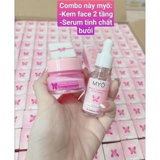 Combo kem face 2 tầng và serum tinh chất bưởi hồng myô