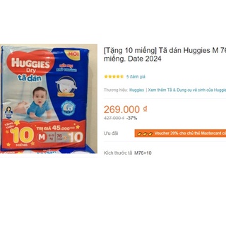 (Tặng 10 miếng tã ) Tã dán huggies M76 miếng ---mẫu kén con tằm