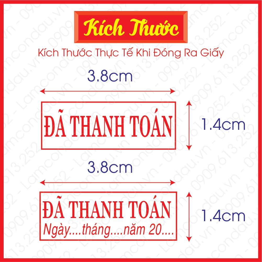 Dấu Đã Thanh Toán, Chưa Thanh Toán Có Ngày Tháng Năm Sẵn Mực Shiny S222