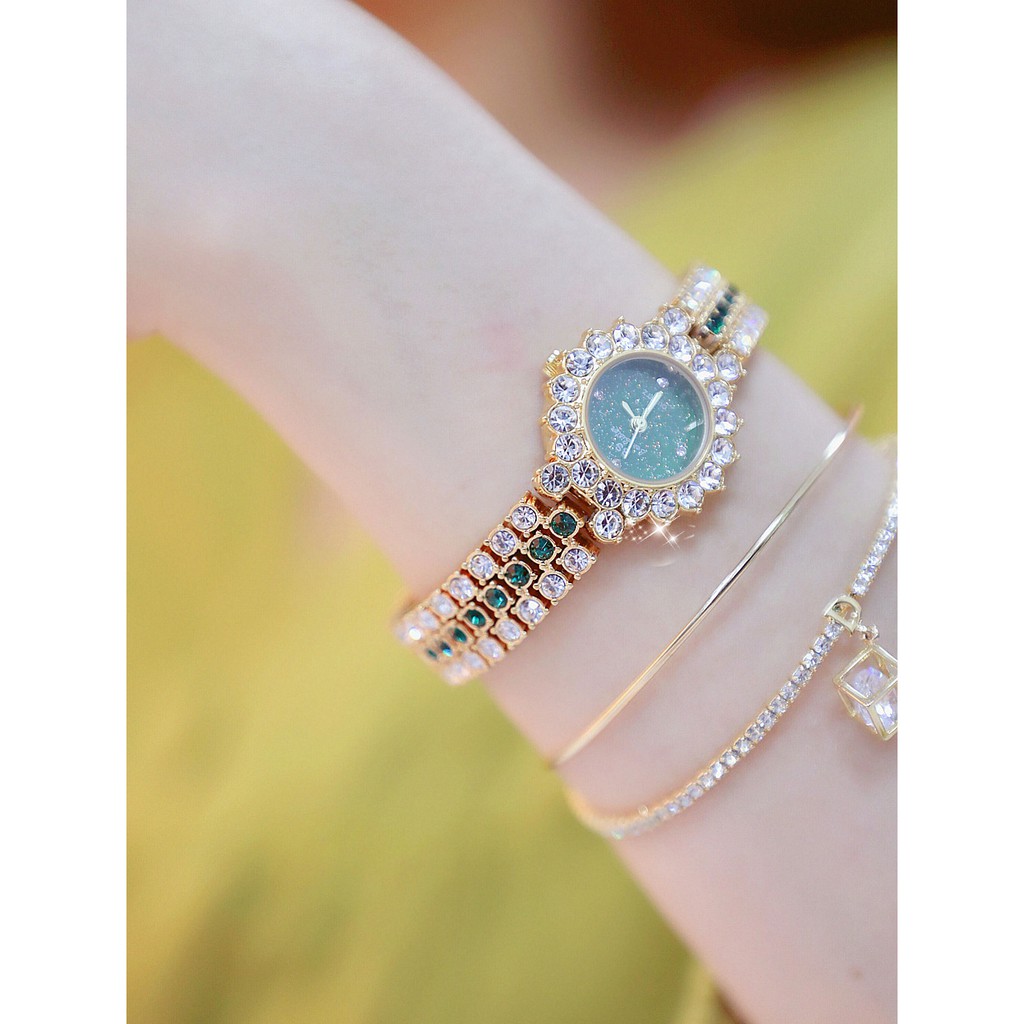 Đồng hồ nữ Bee Sister 1580 dây đính đá mặt viền đá đẳng cấp