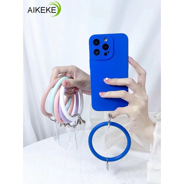 Dây Đeo Điện Thoại Bằng Silicon Mềm Màu Kẹo Macaroon Có Móc Khóa Chống Thất Lạc