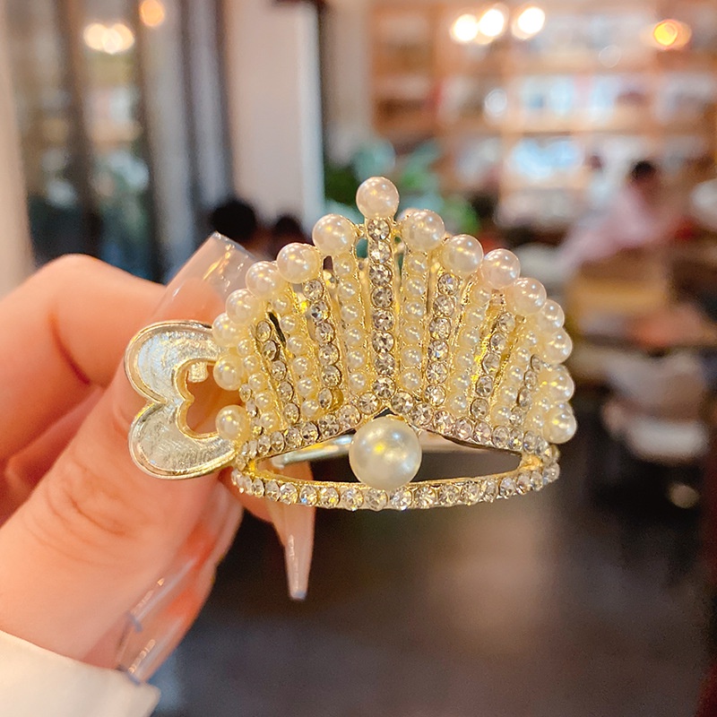 Kẹp Tóc Hình Vương Miện Đính Ngọc Trai Nhân Tạo Thời Trang