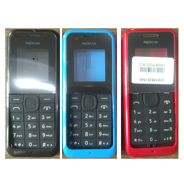 Vỏ nokia 105 2015 2 sim đuôi sạc dẹp ( không sườn - có phím )