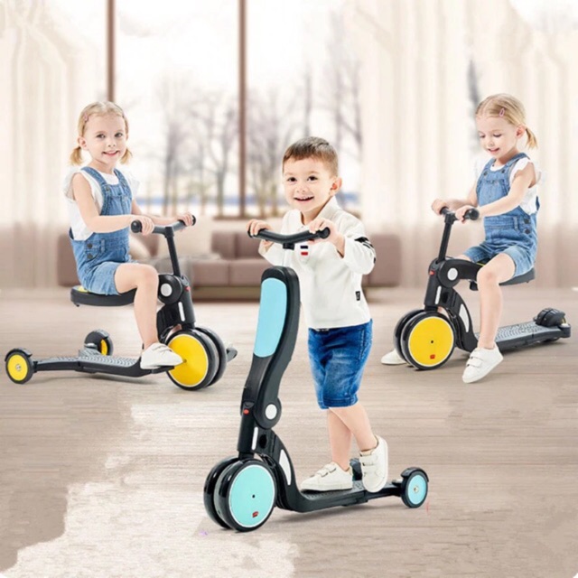 Xe scooter 5 in 1 Freekids cho bé từ 1-2-3-6 tuổi - Chính hãng, có cần đẩy