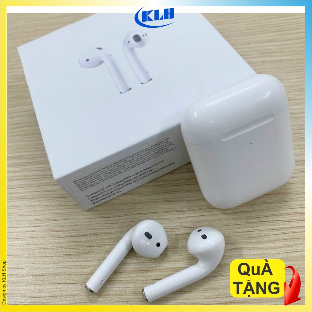 Tai nghe Bletooth kiểu dáng Airpod chống ồn, tai bờ lu tút không dây pin bền nghe nhạc bass mạnh KLH 2 rep