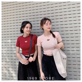ÁO CROPTOP KHOÉT TIM