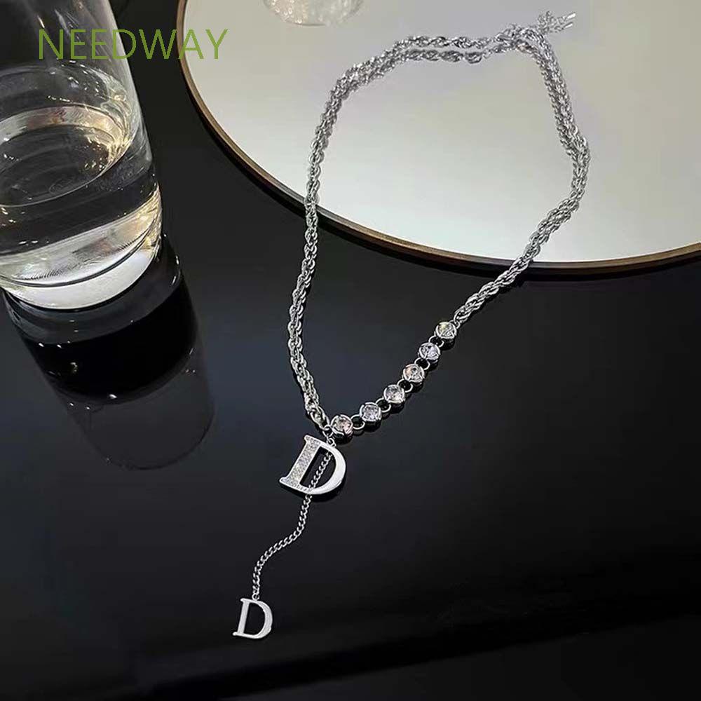 Vòng cổ hợp kim mặt hình chữ D phối nhiều màu thời trang cho nữ