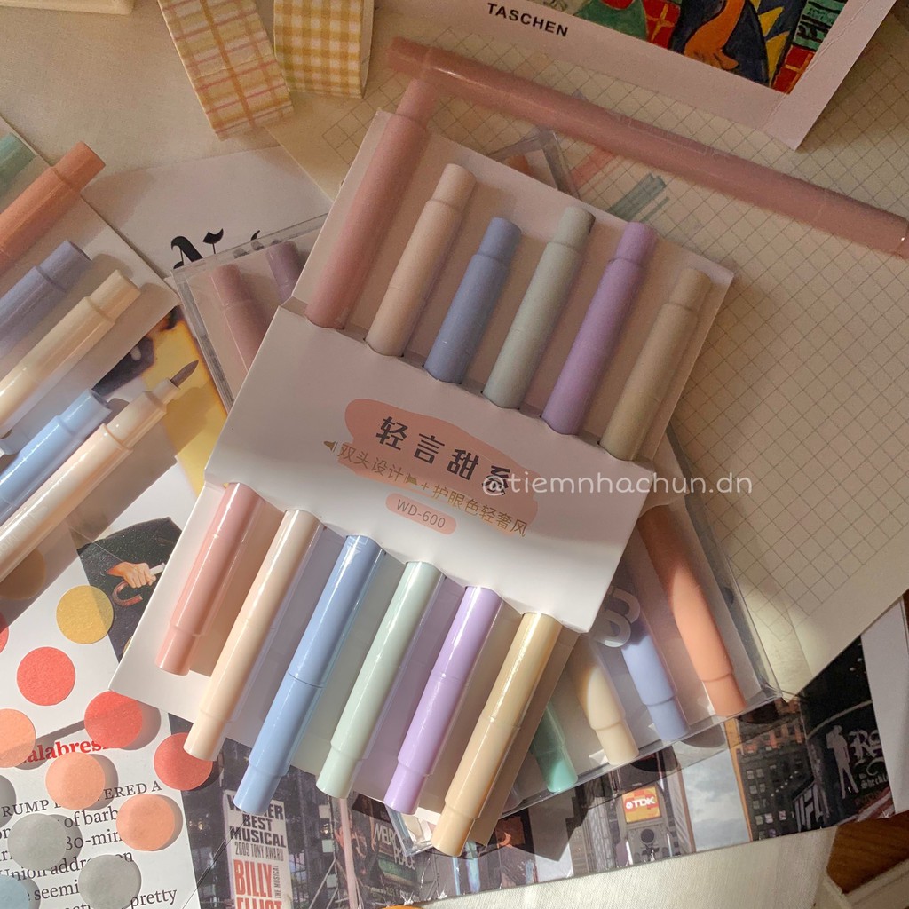 SET 6 BÚT HIGHLIGHT THIN MÀU PASTEL SWEET (ảnh thật) - Tiệm nhà Chun