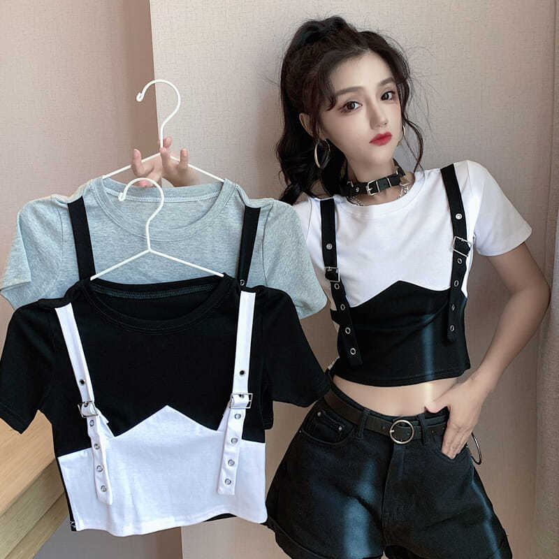 Áo Croptop Ngắn Tay Thời Trang Mùa Hè Cho Nữ