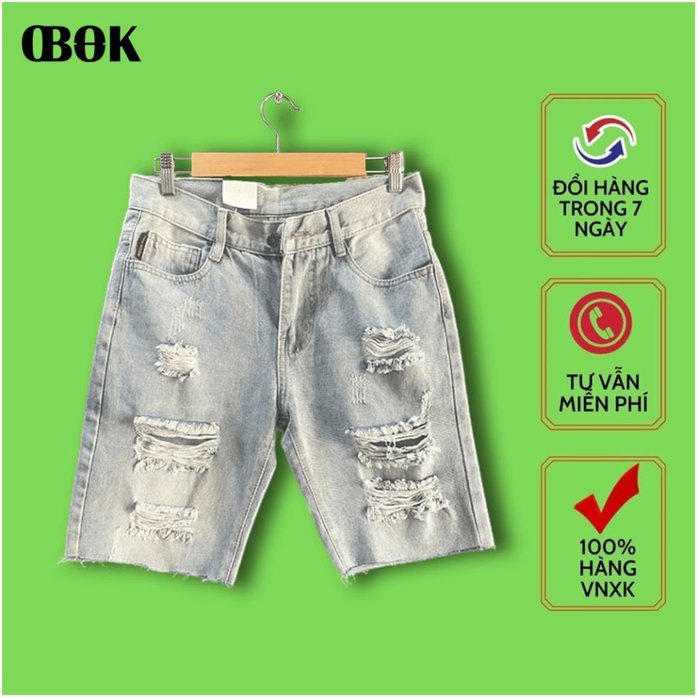 Quần Short Jean Nam Màu Xanh Nhạt OBOKFASHION, Quần Jean Nam Ngắn, Quần Ngố Jean Nam cao Cấp QSN20 