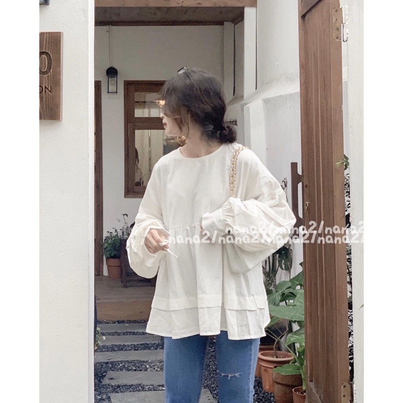 Áo babydoll thô đũi