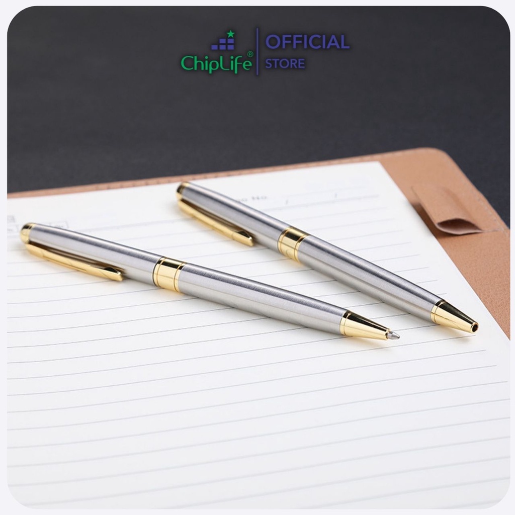 Bút ký cao cấp CHIPLIFE P018B khắc tên theo yêu cầu - dạng xoay bạc ngòi 0.7mm mực xanh