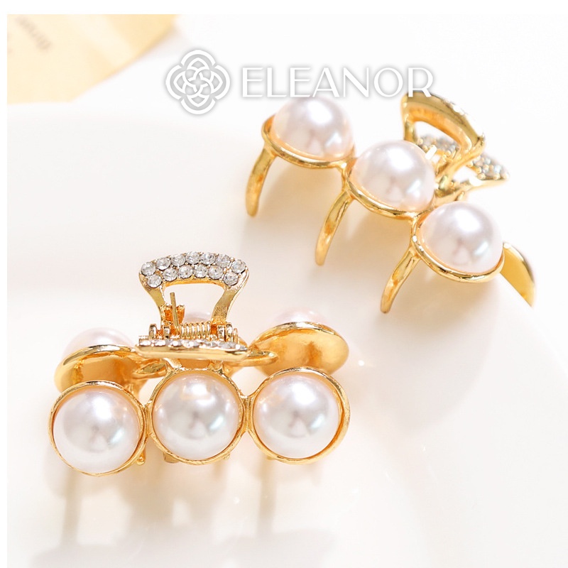 Kẹp tóc nữ mini Eleanor Accessories ba răng đính đá ngọc trai nhân tạo phụ kiện tóc 3844