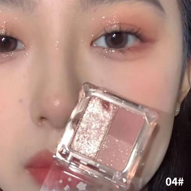 Bảng Phấn Mắt 4 Màu Lì/Nhũ Lấp Lánh Trang Điểm Bắt Sáng Lâu Trôi Kích Thước Nhỏ Gọn