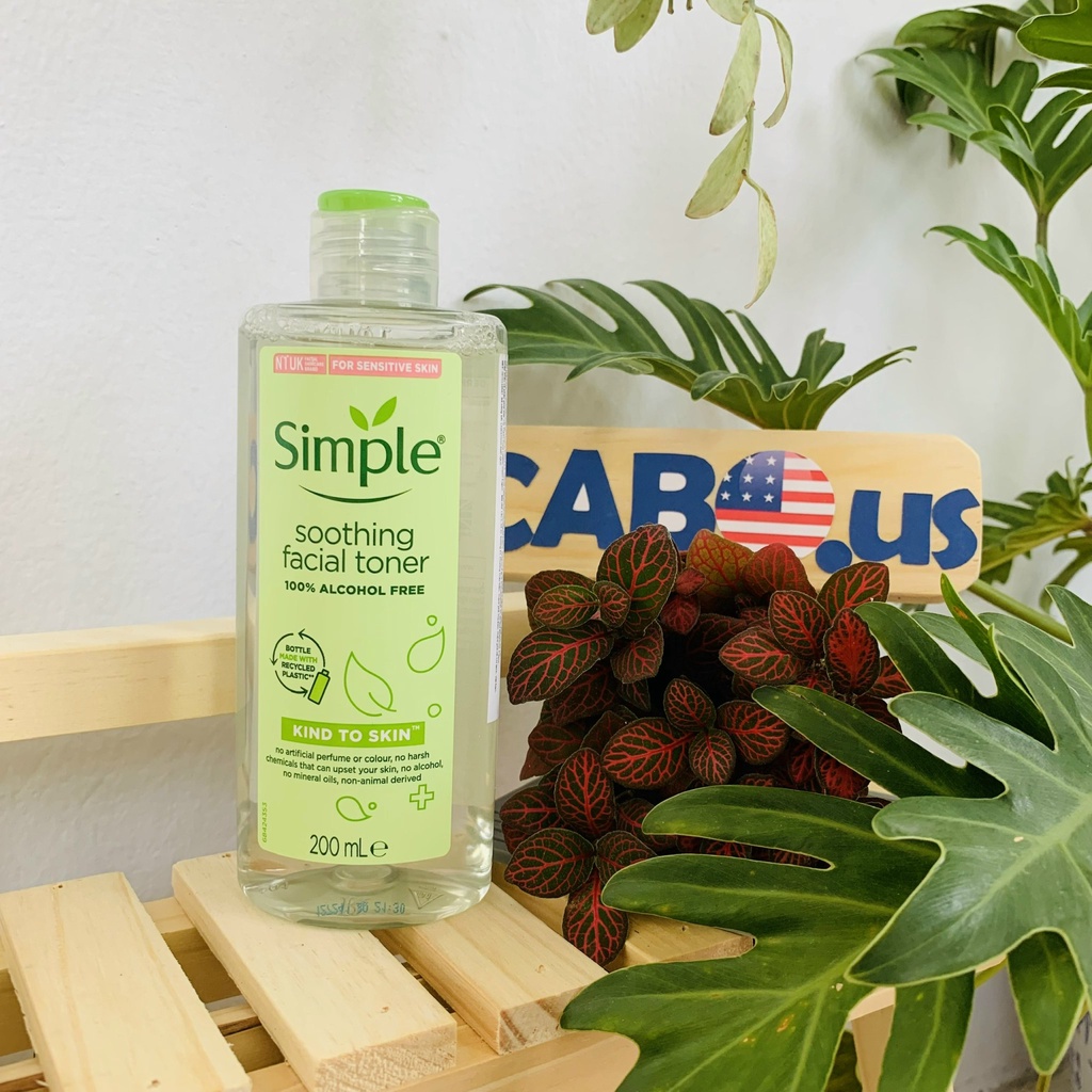 Nước Hoa Hồng Toner Simple Kind To Skin Soothing Facial CABOUS002 Giúp Cân Bắng Da, Dịu Nhẹ, Lành Tính 200ml