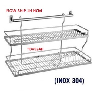 Kệ Chén Bát treo Đa Năng 2 Tầng Inox 304 Cao Cấp KC13