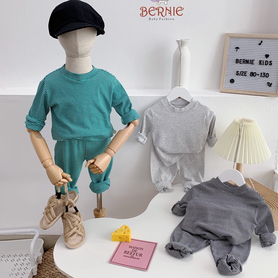 Bộ cotton dài tay cho bé trai/ bé gái - Bộ đồ bé trai dài tay 3 màu BST quần áo trẻ em thu đông 2021