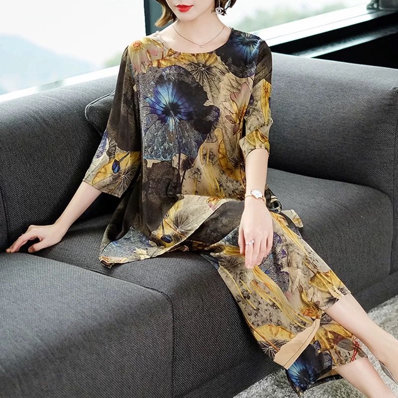 Bộ Đồ Hai Món Quần Ống Rộng In Họa Tiết Cổ Điển Thời Trang Cho Nữ | BigBuy360 - bigbuy360.vn