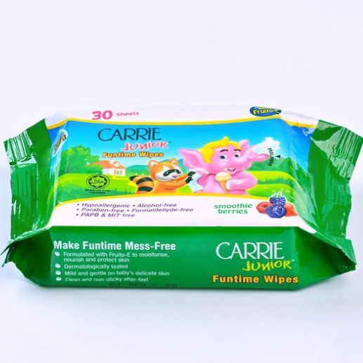 Khăn Giấy Ướt Carrie Junior Funtime Smoothie Berries 80 tờ/gói