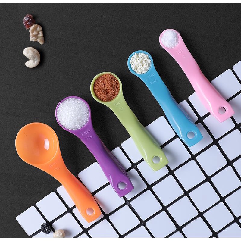 Set 5 Muỗng Đong Đo ANAEAT Bằng Nhựa Nhiều Màu Làm Bánh Đa Dụng Cho Nhà Bếp