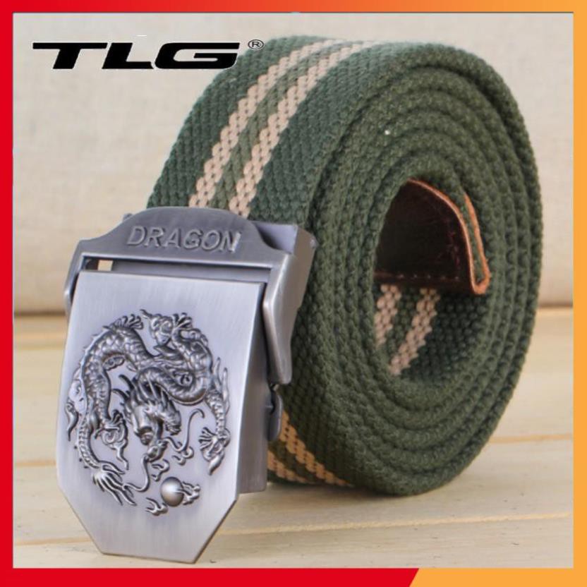 ❤️Deal Sốc❤️ Thắt lưng nam dù đầu rồng Đồ Da Thành Long 924 5(xanh sọc) tặng 01 bút bi cao cấp TLG M 410