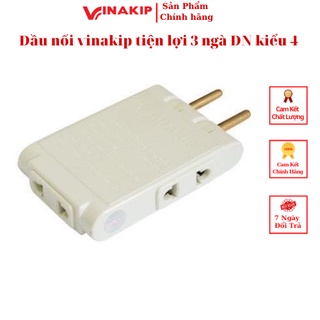 Đầu nối vinakip tiện lợi 3 ngà ĐN kiểu 4 - Phích cắm dẹt 1 ra 3