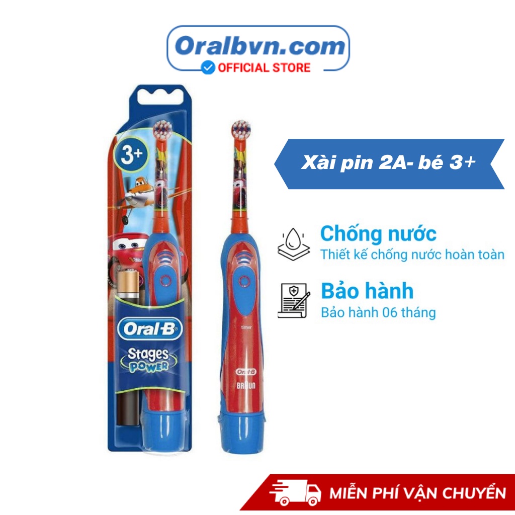 Bàn chải điện đánh răng tự động sử dụng pin Oral-B Disney cho trẻ em, bé trai từ 3 tuổi