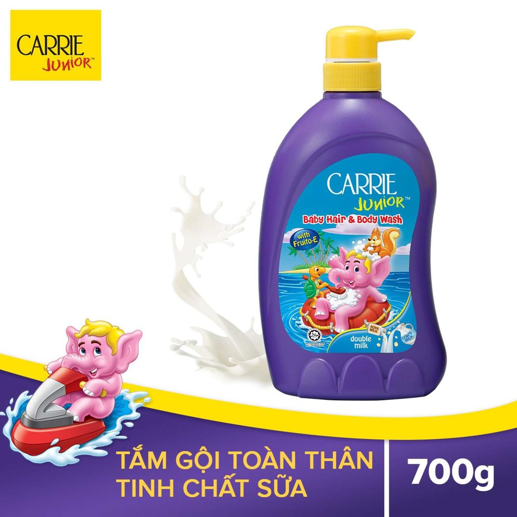 Sữa tắm gội toàn thân Carrie Junior 2 trong 1 tinh chất sữa chai 280g/700g