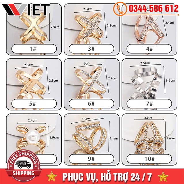 Khuy Cài Khăn Lụa Quàng Cổ, Nút Khóa Khăn Mạ Vàng - Bạc Mang Thời Thượng Hot Trend